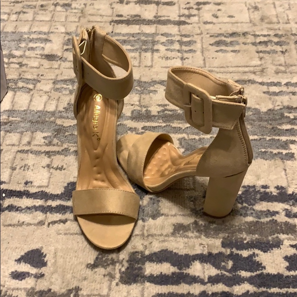 Nude block heels